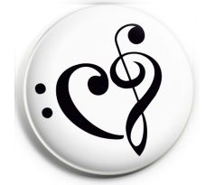 Odznak- Srdiečko 1 (husľový a basový kľúč)